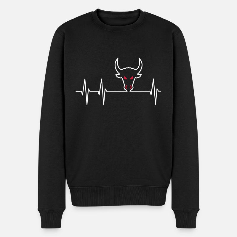 ECG et tête de taureau - Pull Premium bio Homme - noir