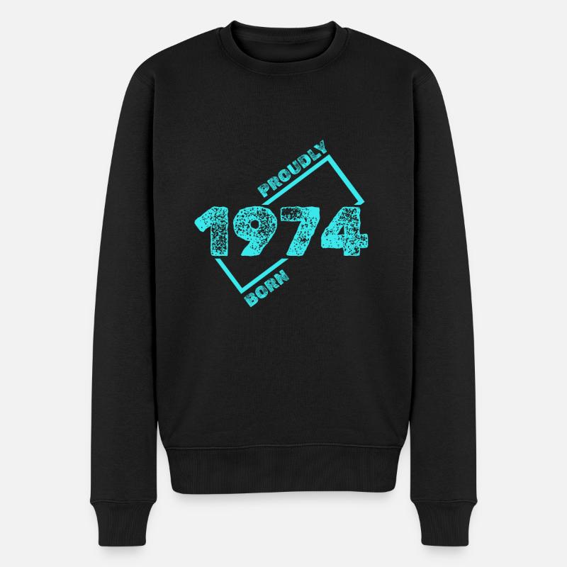 Geboren 1974 - Männer Premium Bio Pullover - Schwarz