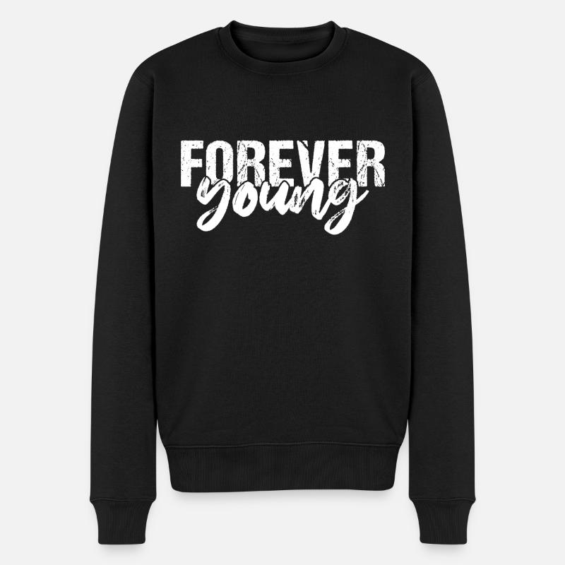 Forever Young - Männer Premium Bio Pullover - Schwarz