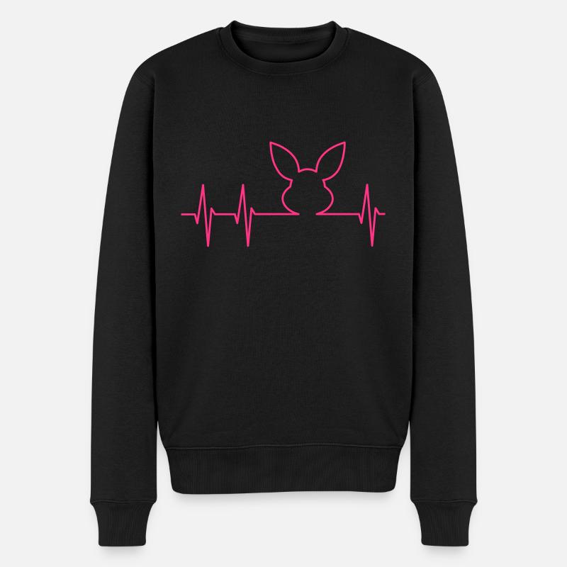 EKG und Hasenkopf - Männer Premium Bio Pullover - Schwarz