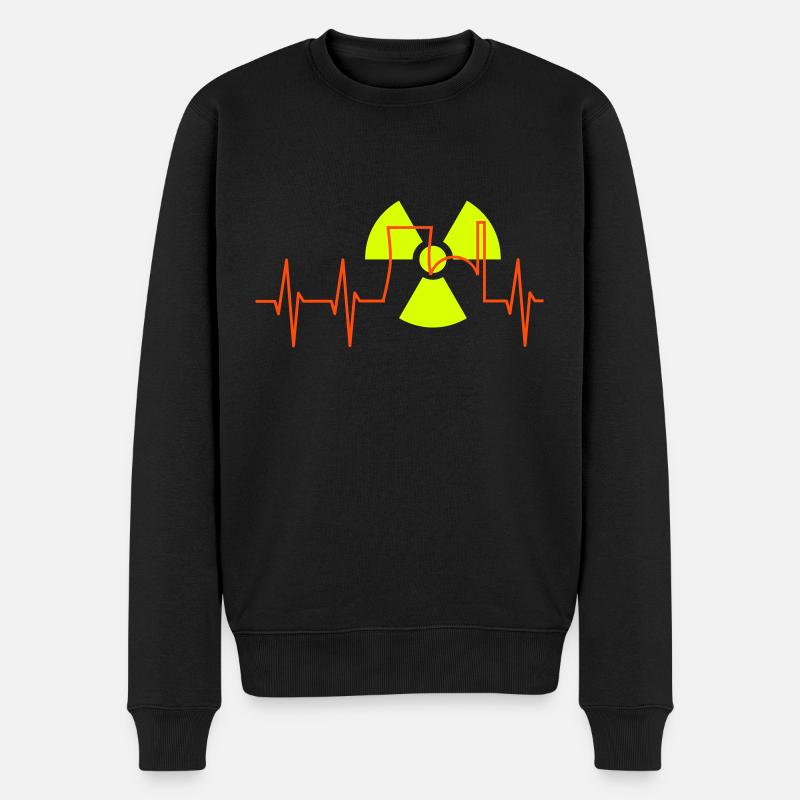 EKG, Atomkraftwerk und Strahlenwarnzeichen - Männer Premium Bio Pullover - Schwarz