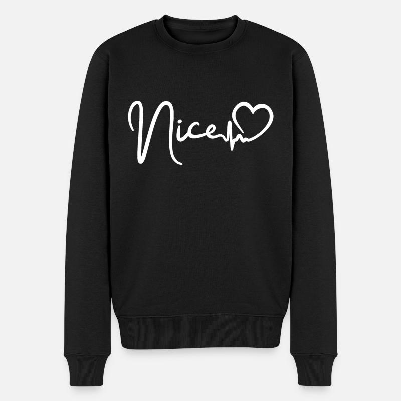 Nice Herzschlag Nizza Stadt Frankreich - Männer Premium Bio Pullover - Schwarz
