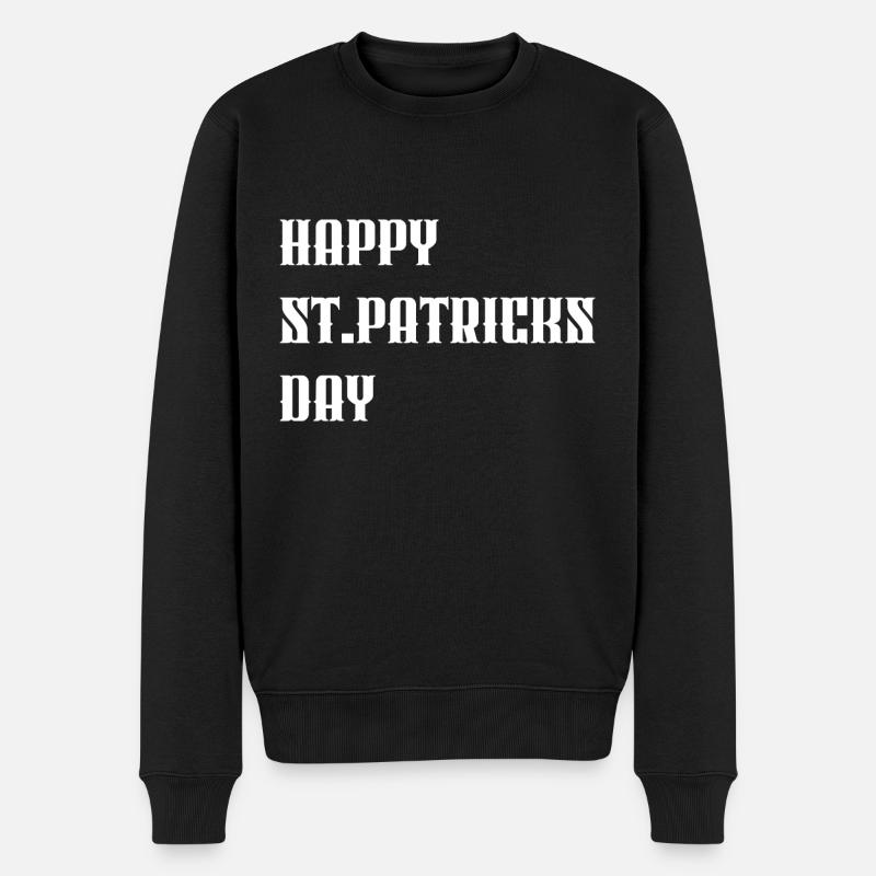 "Happy St. Patricks Day" White - Männer Premium Bio Pullover - Schwarz