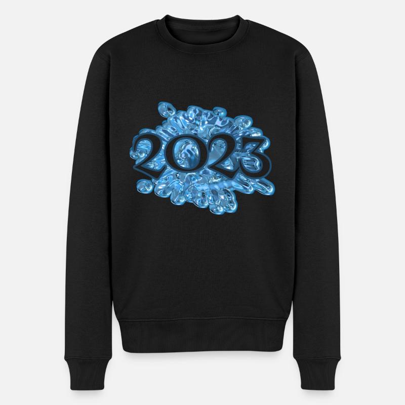 Wassertropfen 2023 - Männer Premium Bio Pullover - Schwarz