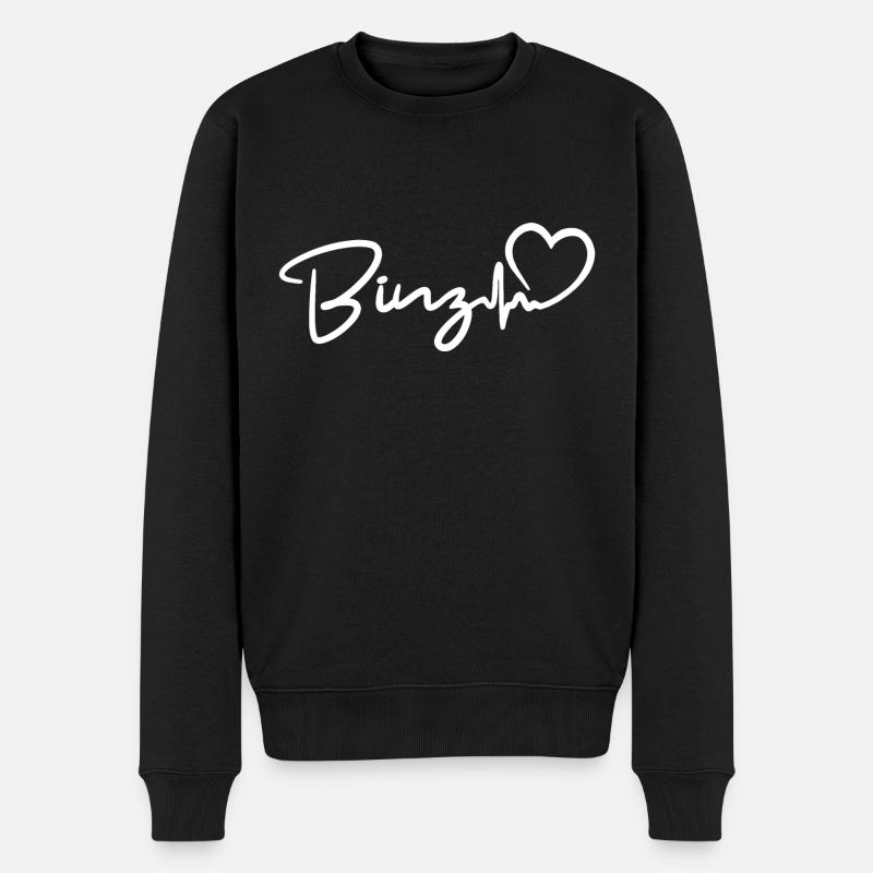 Binz Herzschlag Ostsee Seebad Binz - Männer Premium Bio Pullover - Schwarz