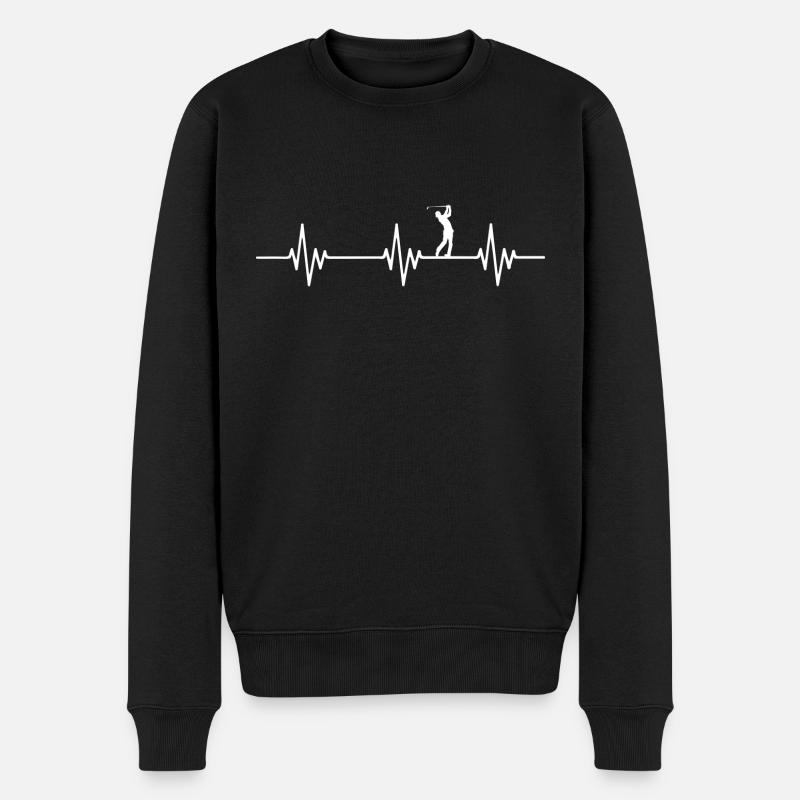Golf - Herzschlag - Männer Premium Bio Pullover - Schwarz