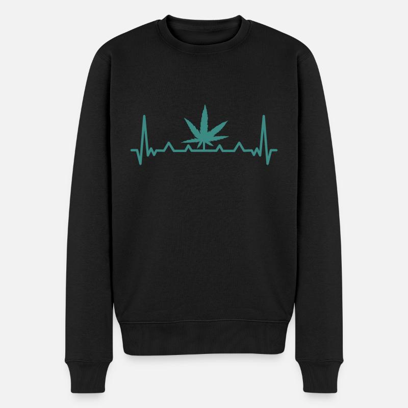 Cannabis Marihuana Weed Kiffen - Männer Premium Bio Pullover - Schwarz