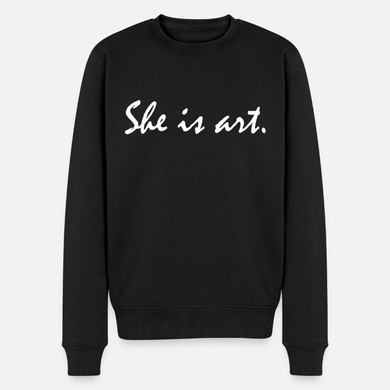 She is art - Männer Premium Bio Pullover - Schwarz