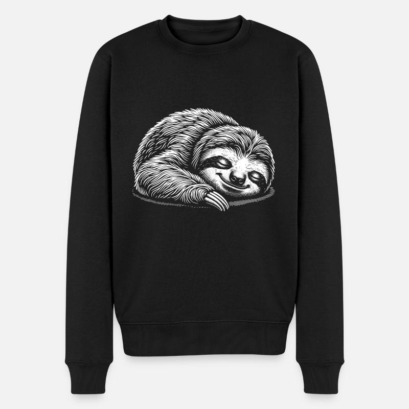 Funny sloth getting calm - Men's Premium Organic Jumper - black