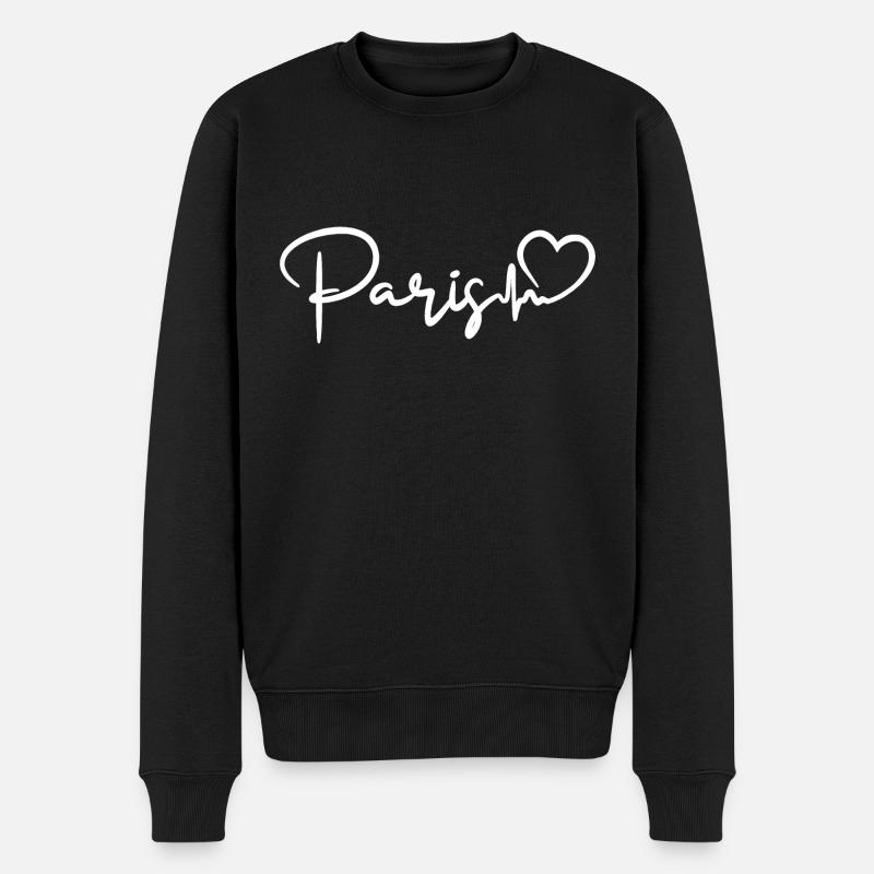 Paris Herzschlag Frankreich Liebe - Männer Premium Bio Pullover - Schwarz