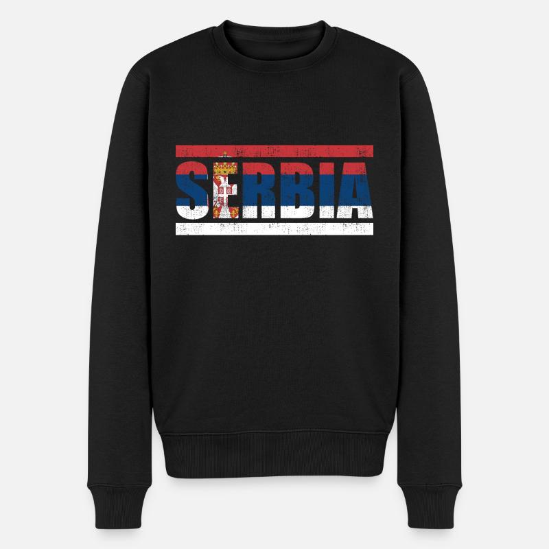 Serbien - Männer Premium Bio Pullover - Schwarz