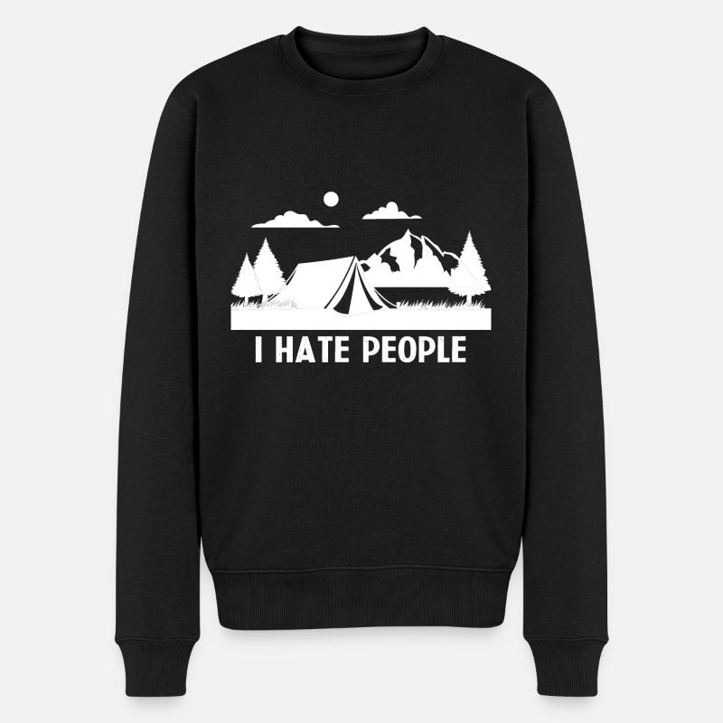 Camping Randonneur drôle Montagnes Nature - Pull Premium bio Homme - noir