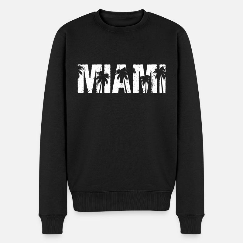 Miami Palmen Miami Beach - Männer Premium Bio Pullover - Schwarz