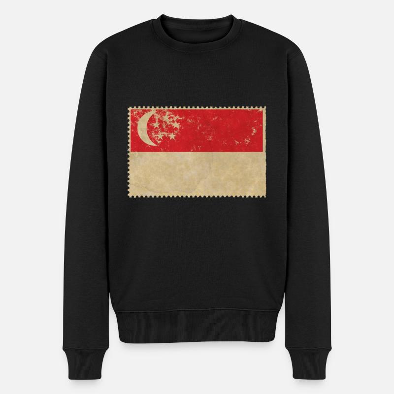 Singapur - Männer Premium Bio Pullover - Schwarz
