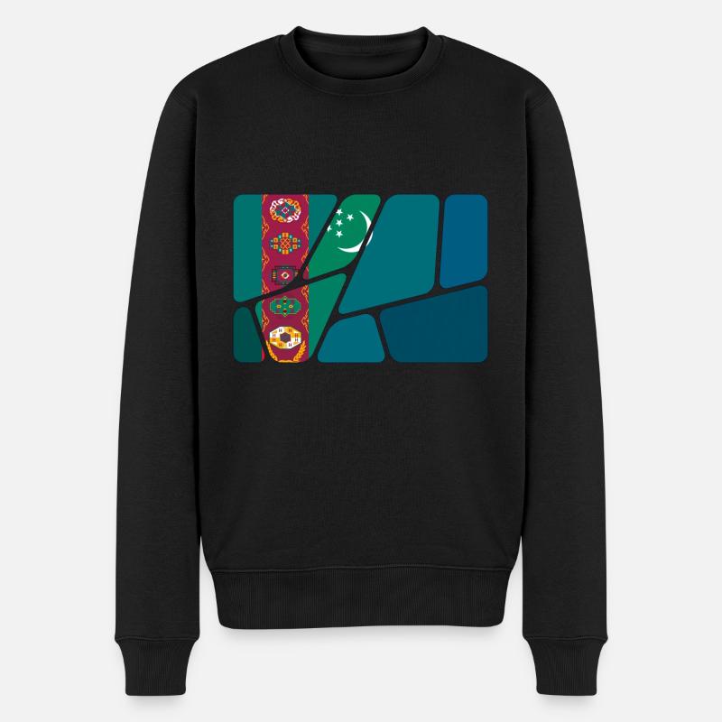 Turkmenistan - Männer Premium Bio Pullover - Schwarz