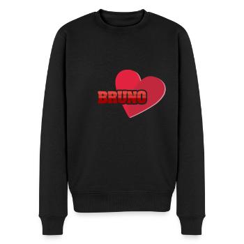 Herz Bruno - Männer Premium Bio Pullover - Schwarz - Vorne - Nico (187cm)