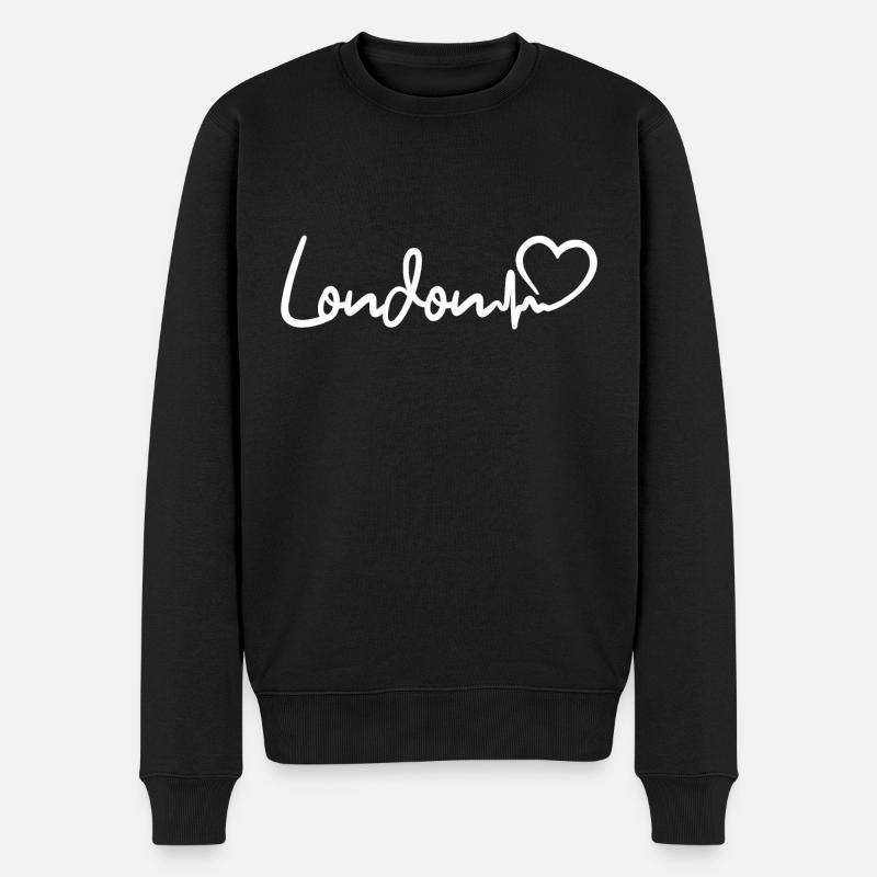 London Herzschlag - Männer Premium Bio Pullover - Schwarz