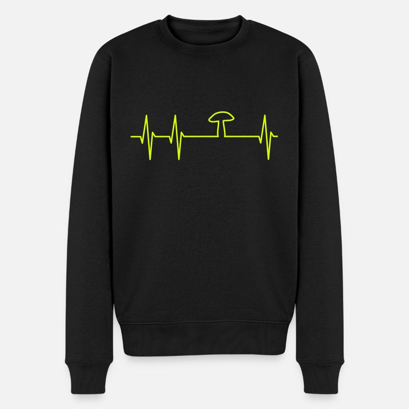 EKG und Pilz - Männer Premium Bio Pullover - Schwarz