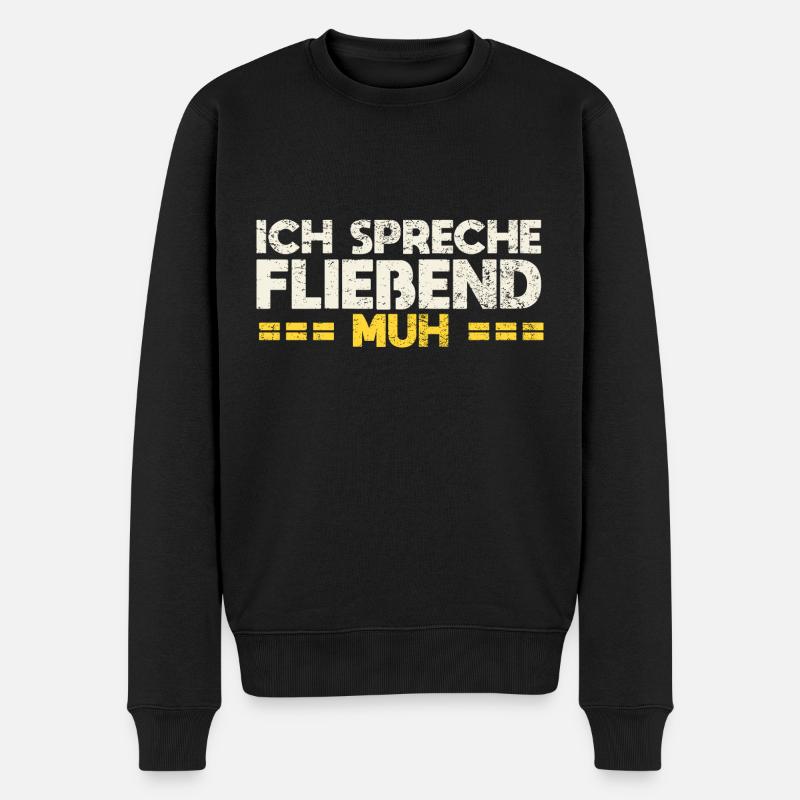 Ich Spreche Fließend Muh - Männer Premium Bio Pullover - Schwarz