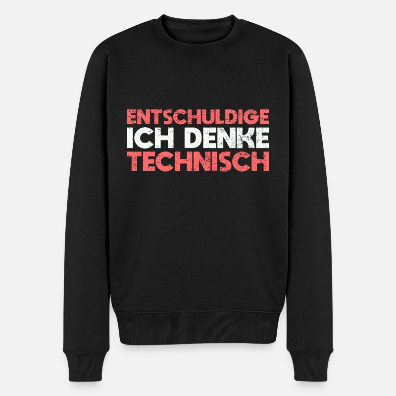 Entschuldige, Ich Denke Technisch - Männer Premium Bio Pullover - Schwarz