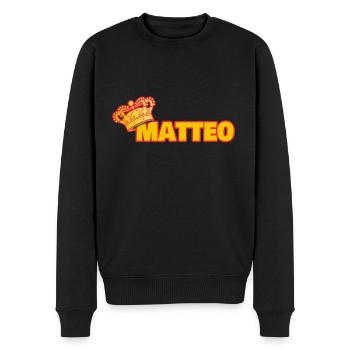 Crown for Matteo - Men's Premium Organic Jumper - black - Front - Nico (187cm)