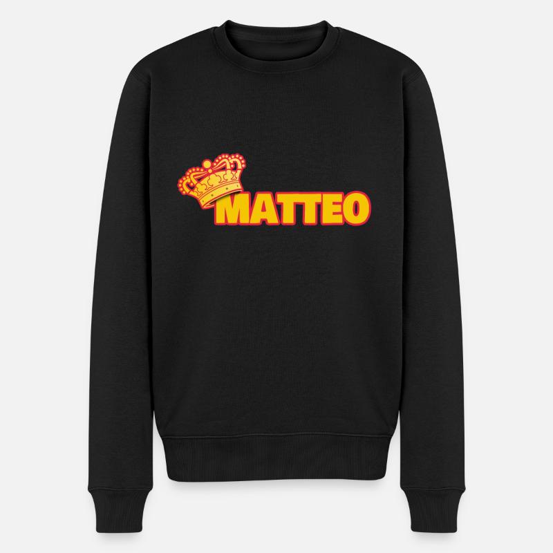 Krone für Matteo - Männer Premium Bio Pullover - Schwarz