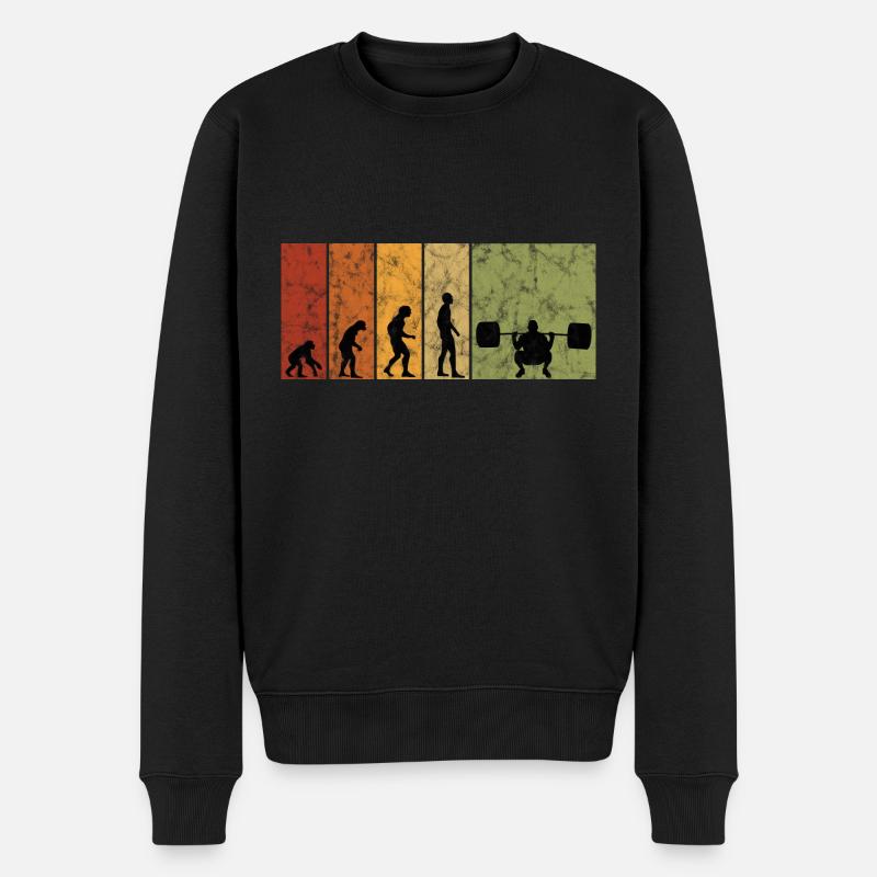 Bodybuilding Bodybuilder GYM Evolution Retro - Männer Premium Bio Pullover - Schwarz