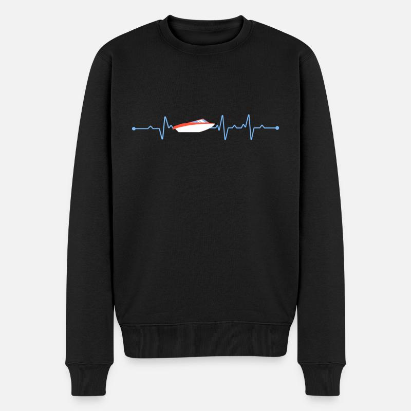 Motorboot Herzschlag Kapitän - Männer Premium Bio Pullover - Schwarz