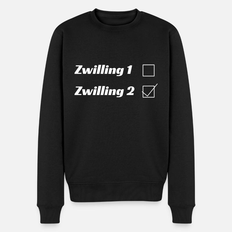 Zwilling 1 Zwilling 2 - Männer Premium Bio Pullover - Schwarz