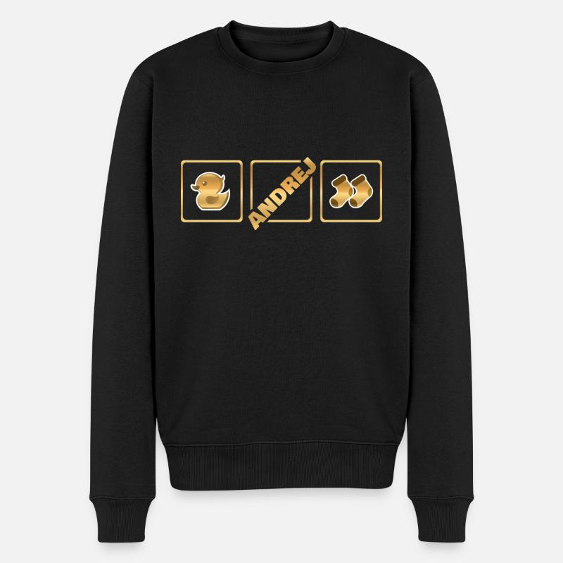Andrej als Geburt - Männer Premium Bio Pullover - Schwarz