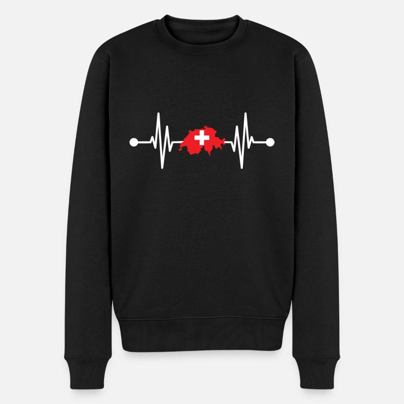Schweizer Herzschlag Schweiz - Männer Premium Bio Pullover - Schwarz