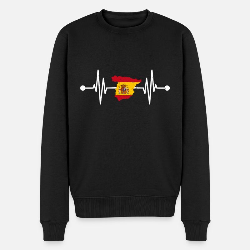 Espagnols Heartbeat Espagne - Pull Premium bio Homme - noir
