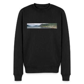 Nordfjordeid Panoramablick vom Hafen Norwegens - Männer Premium Bio Pullover - Schwarz - Vorne - Nico (187cm)