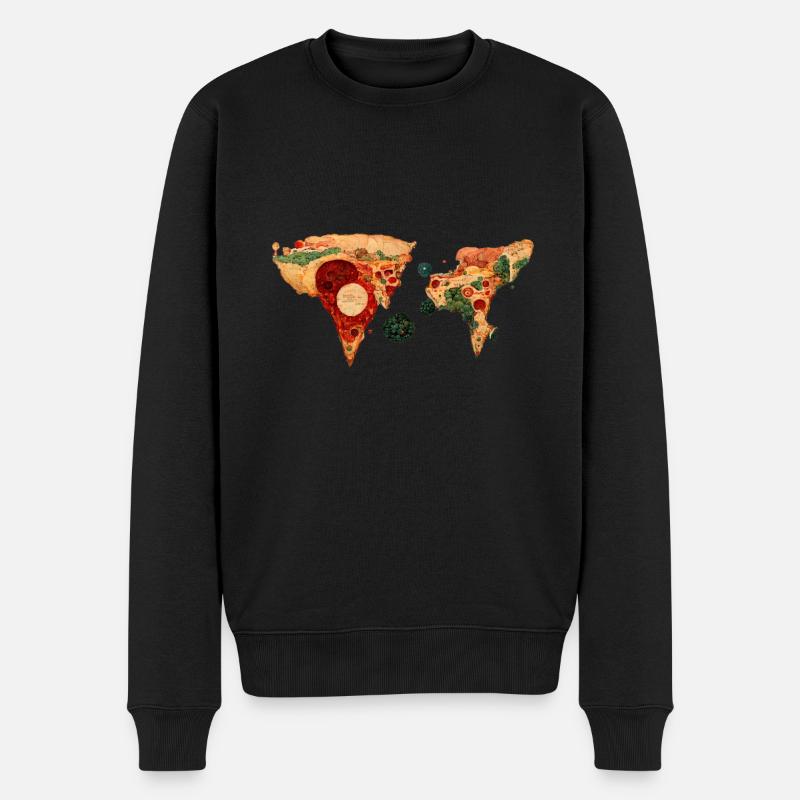 Carte du monde de Pizza - Pull Premium bio Homme - noir
