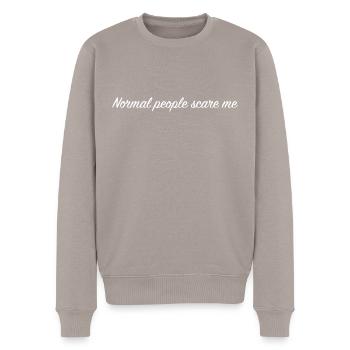 Normal people scare me - Men's Premium Organic Jumper - taupe - Front - Nico (187cm)