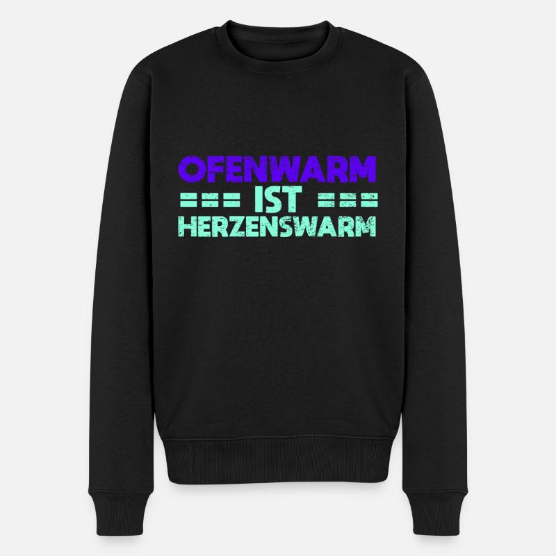 Ofenwarm Ist Herzenswarm - Männer Premium Bio Pullover - Schwarz