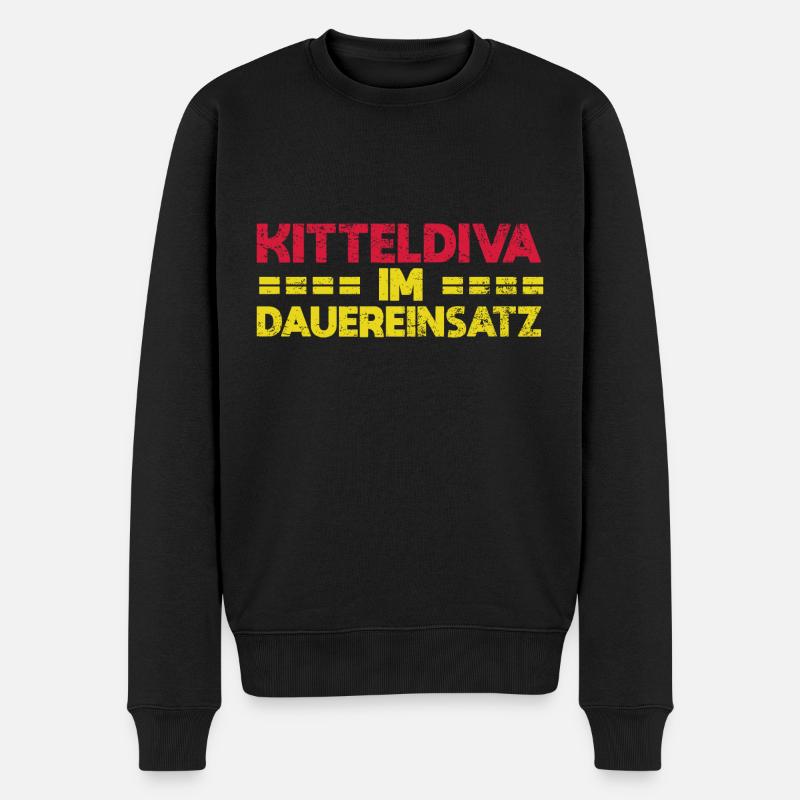Kitteldiva Im Dauereinsatz - Männer Premium Bio Pullover - Schwarz
