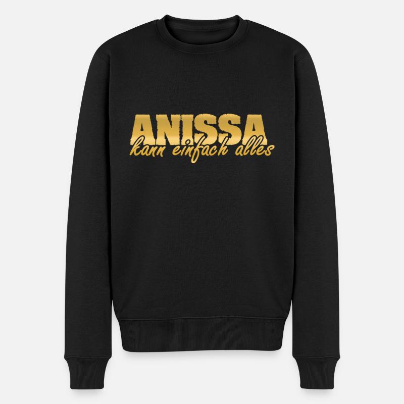 Frau Anissa - Männer Premium Bio Pullover - Schwarz