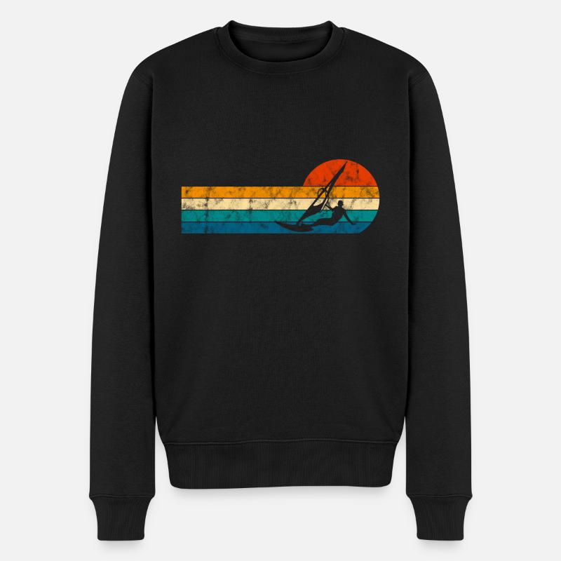 Windsurffer Surf sur Windsurf Retro - Pull Premium bio Homme - noir