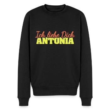 Liebesspruch Antonia - Männer Premium Bio Pullover - Schwarz - Vorne - Nico (187cm)