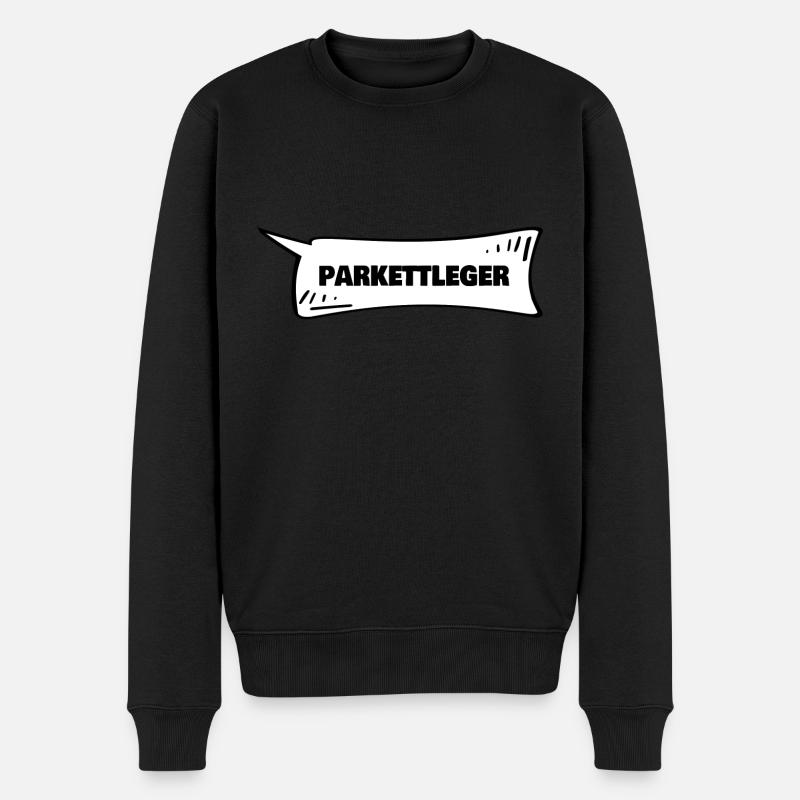 Sprechblase Parkettleger - Männer Premium Bio Pullover - Schwarz