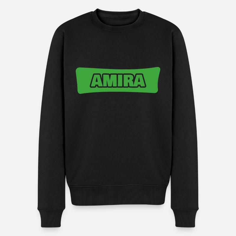 Amira als Geburt - Männer Premium Bio Pullover - Schwarz