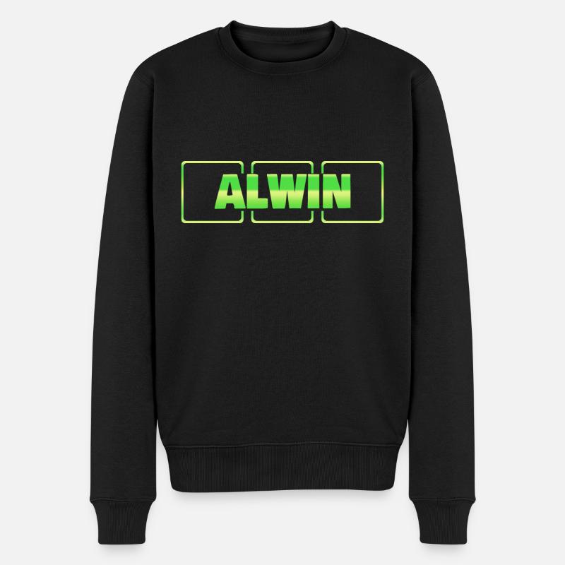 Taufe Taufgeschenk Geschenkidee Vorname Alwin - Männer Premium Bio Pullover - Schwarz