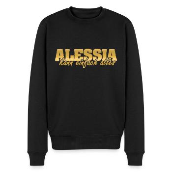 Frau Alessia - Männer Premium Bio Pullover - Schwarz - Vorne - Nico (187cm)