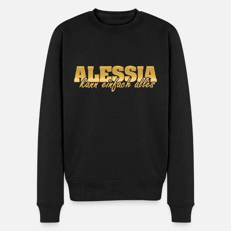 Frau Alessia - Männer Premium Bio Pullover - Schwarz
