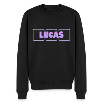 Lucas - Männer Premium Bio Pullover - Schwarz - Vorne - Nico (187cm)