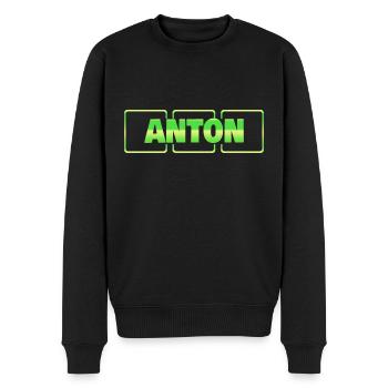Geschenk für Anton - Männer Premium Bio Pullover - Schwarz - Vorne - Nico (187cm)
