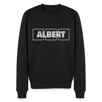 Geschenkidee Albert - Männer Premium Bio Pullover - Schwarz - Vorne - Nico (187cm)