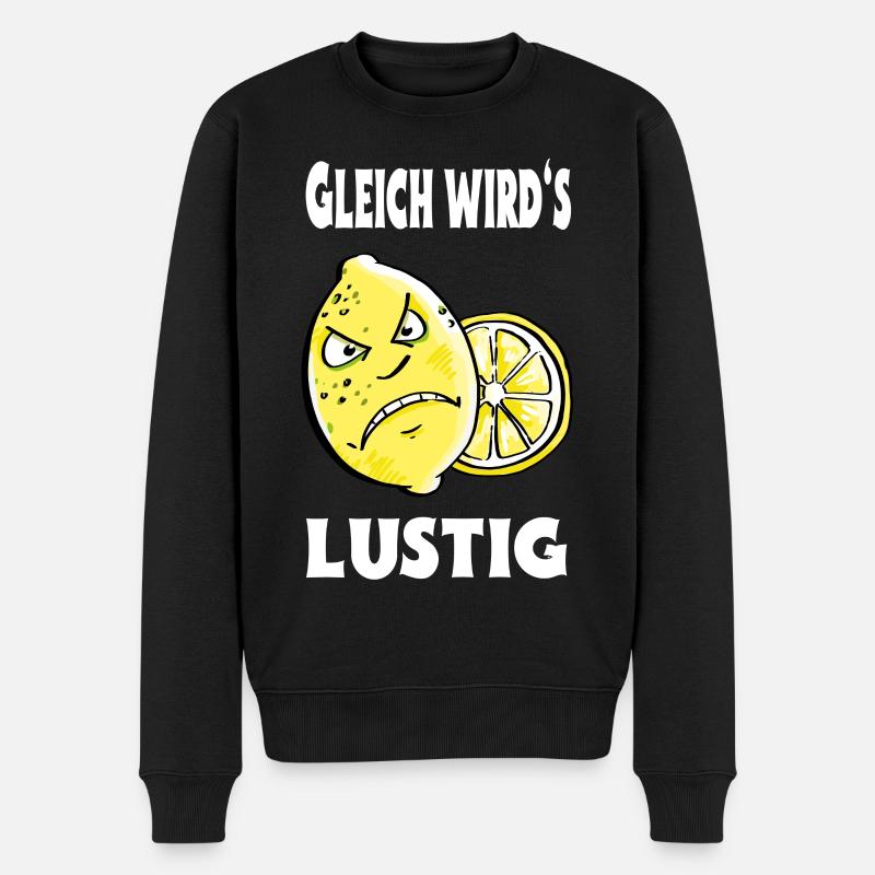 Gleich wird es lustig - Zitrone - Sauer - Männer Premium Bio Pullover - Schwarz