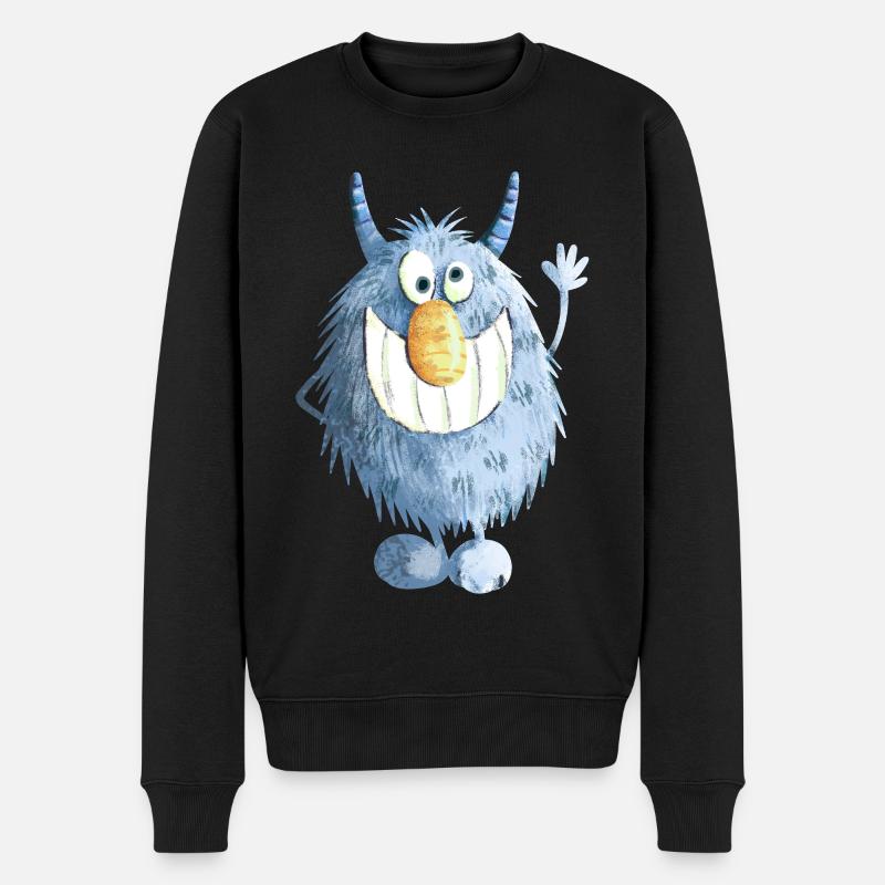 Monstre grimaçant bleu - Pull Premium bio Homme - noir